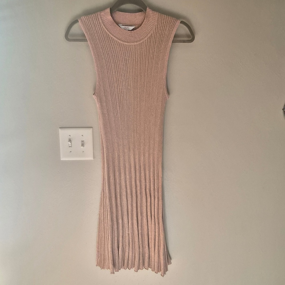 Candies Metallic Ribbed Knit Mock Neck Dress Womens Large Y2K Coquette Party